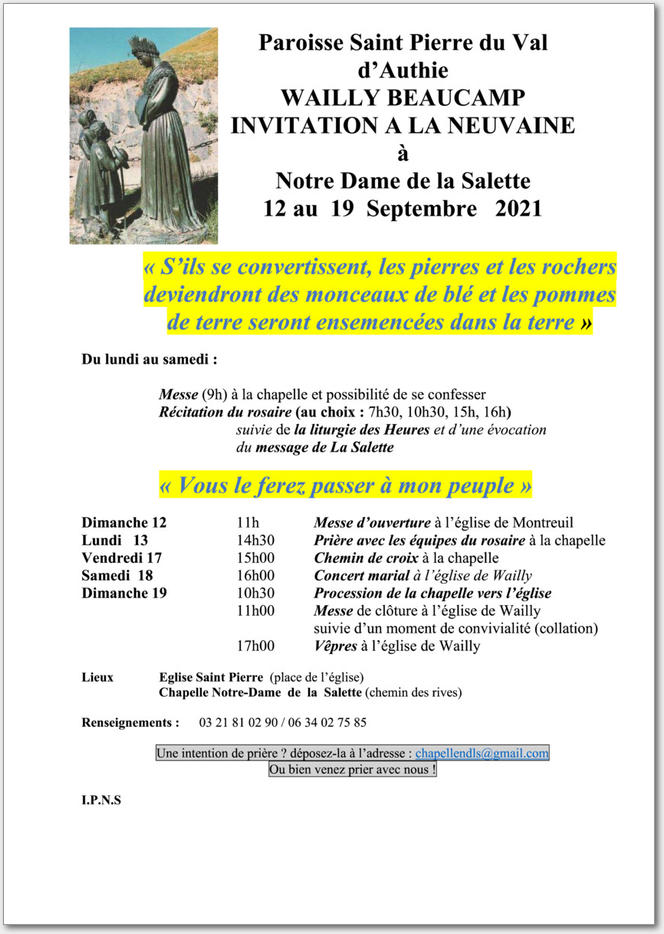 à Notre Dame de la Salette à Wailly Beaucamp