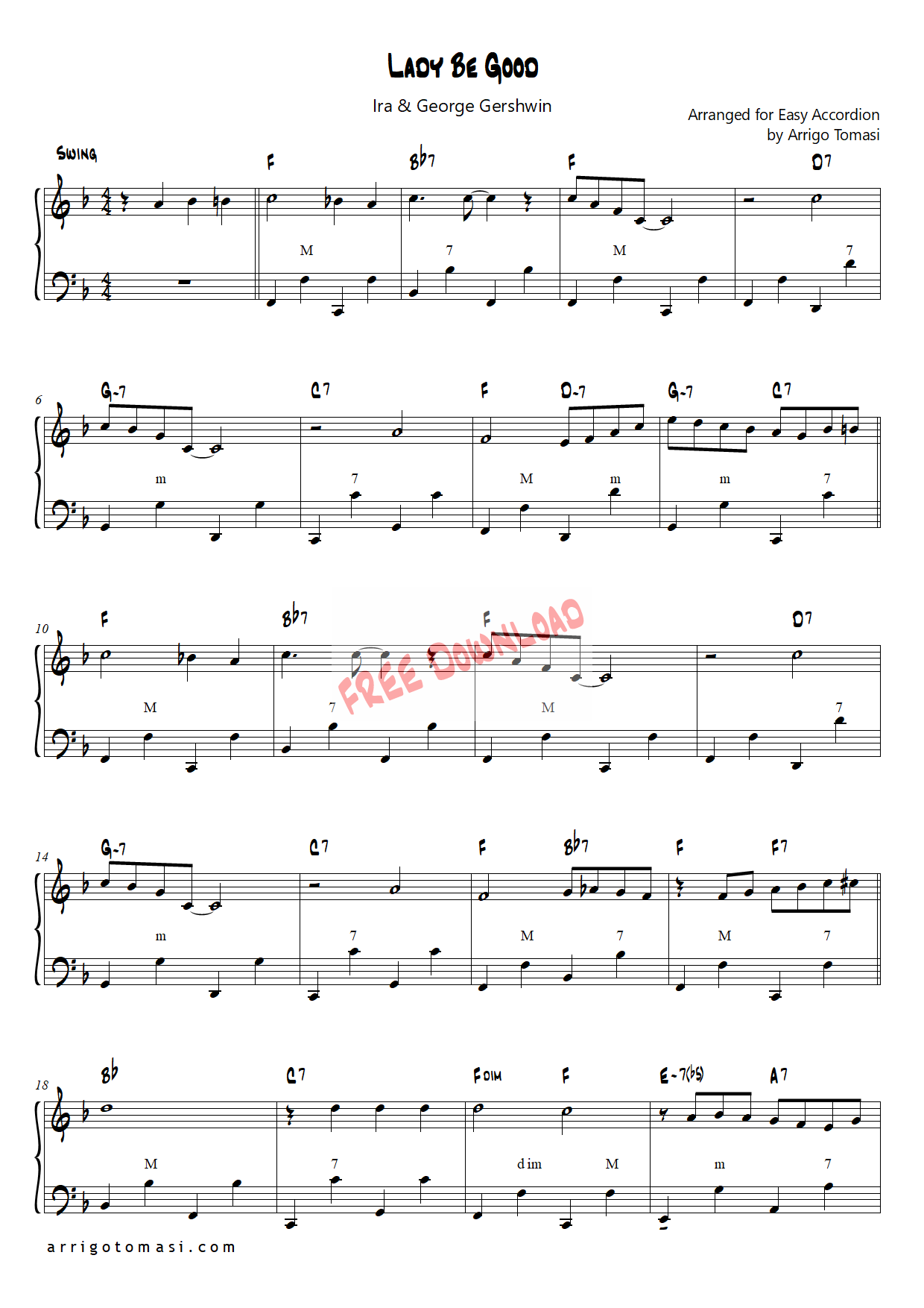 Lady Be Good for Accordion