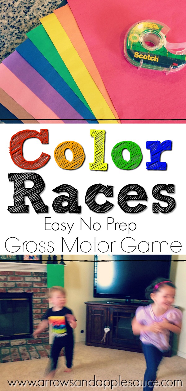 Color Races! Easy Gross Motor Game Arrows & Applesauce