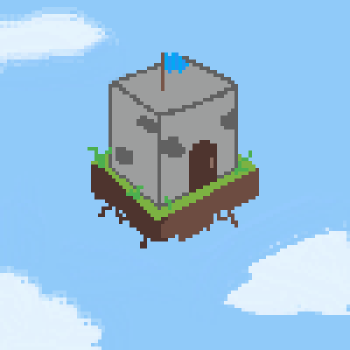 Pixilart Floating Mini Fort (GIF) by BananaJeff101