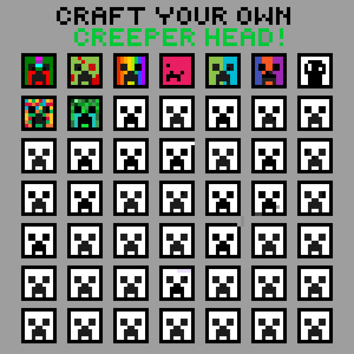 Minecraft Creeper Pixel Art Grid