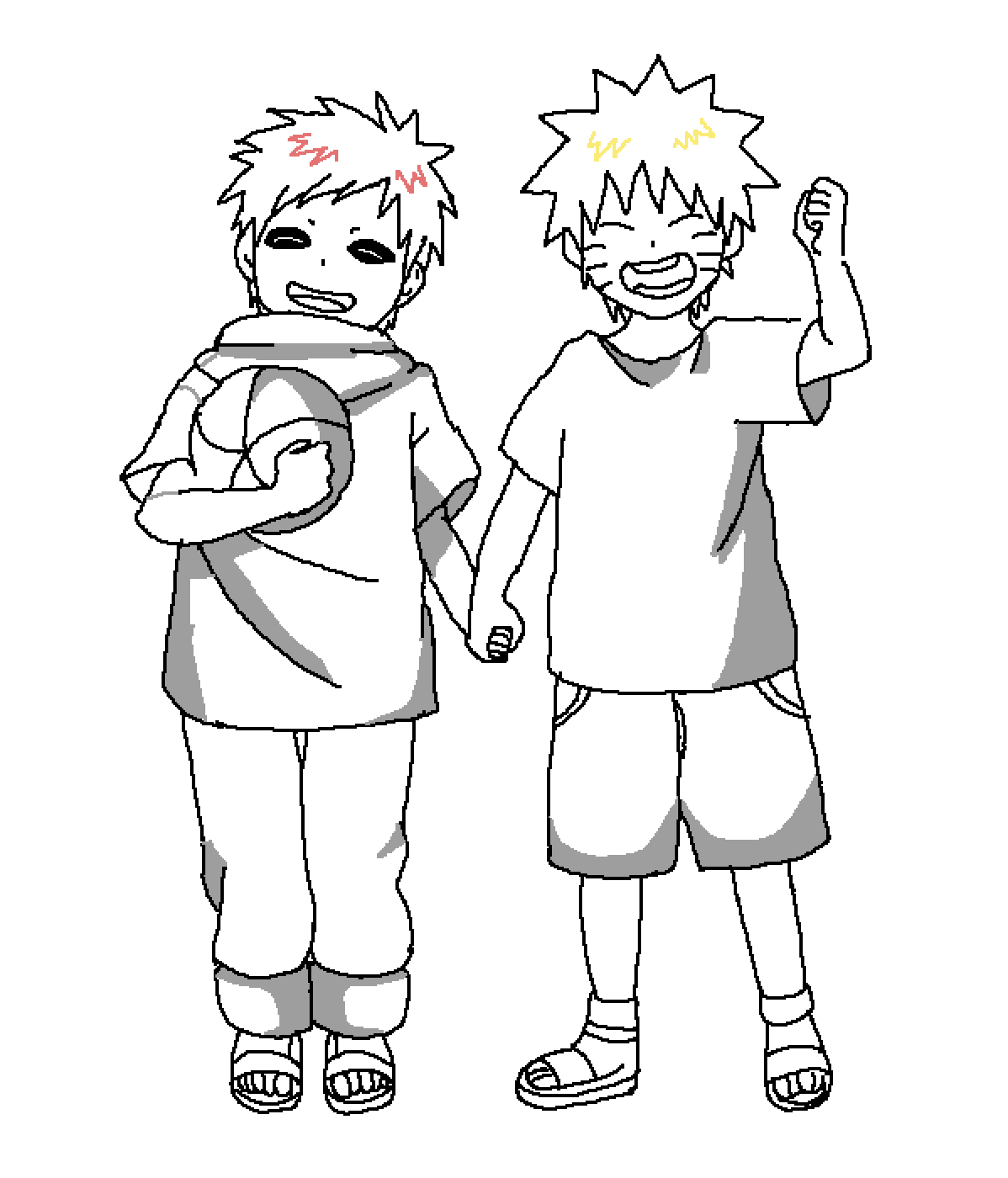 Editing Kid Naruto and Gaara Base Free online pixel art drawing tool