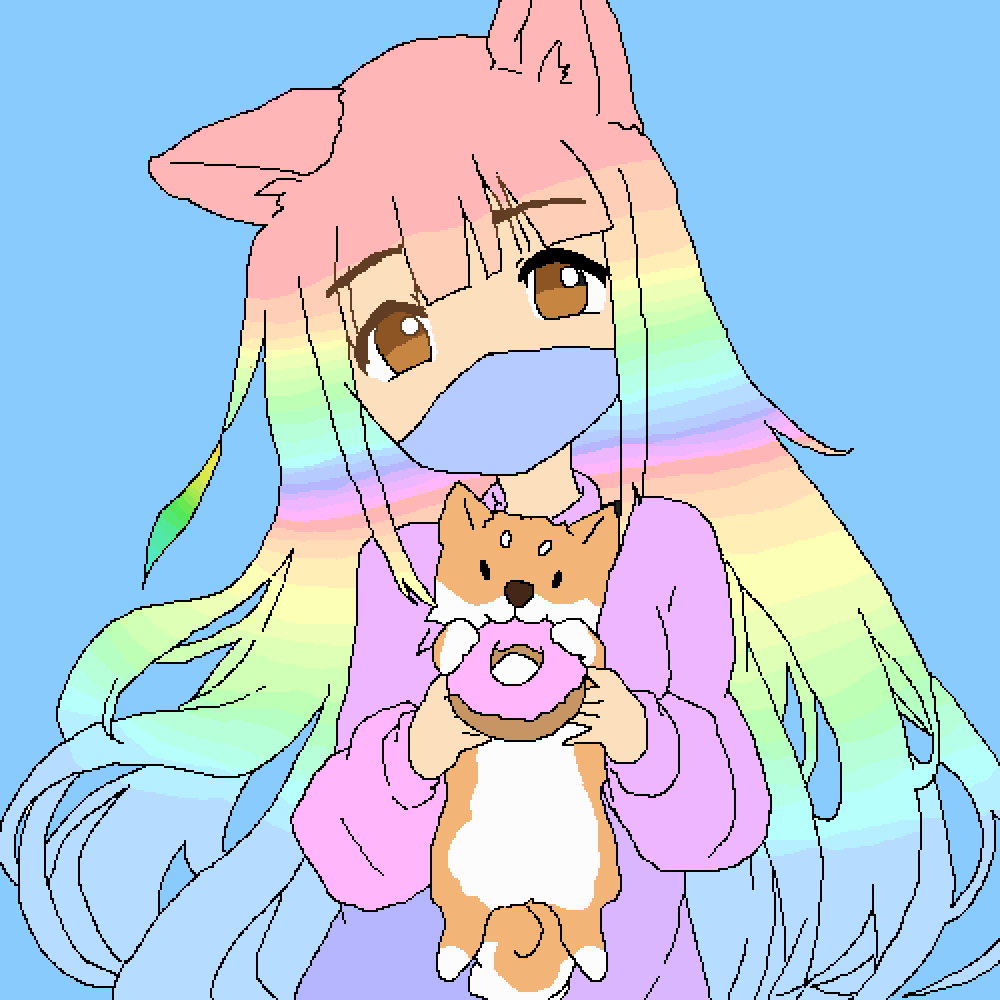 Pixilart Kawaii Rainbow Anime Girl by StrawbwerryBun