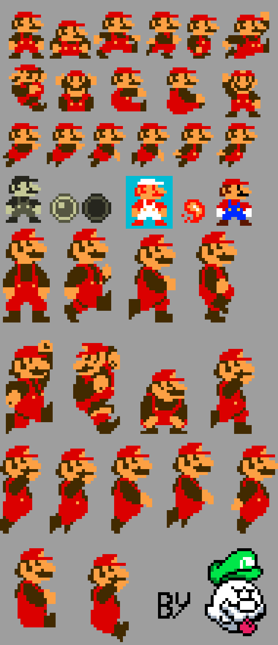 Pixilart Mario Sprite Sheet SMB1 by Makkusu