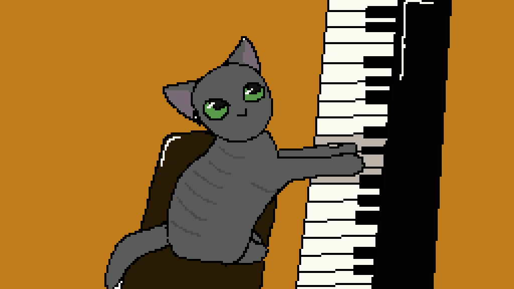 Pixilart Cat playing piano by SamaSam
