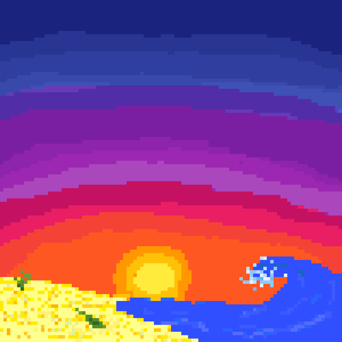 Pixilart Basic Sunset On The Beach (first pixelart) by Slavka