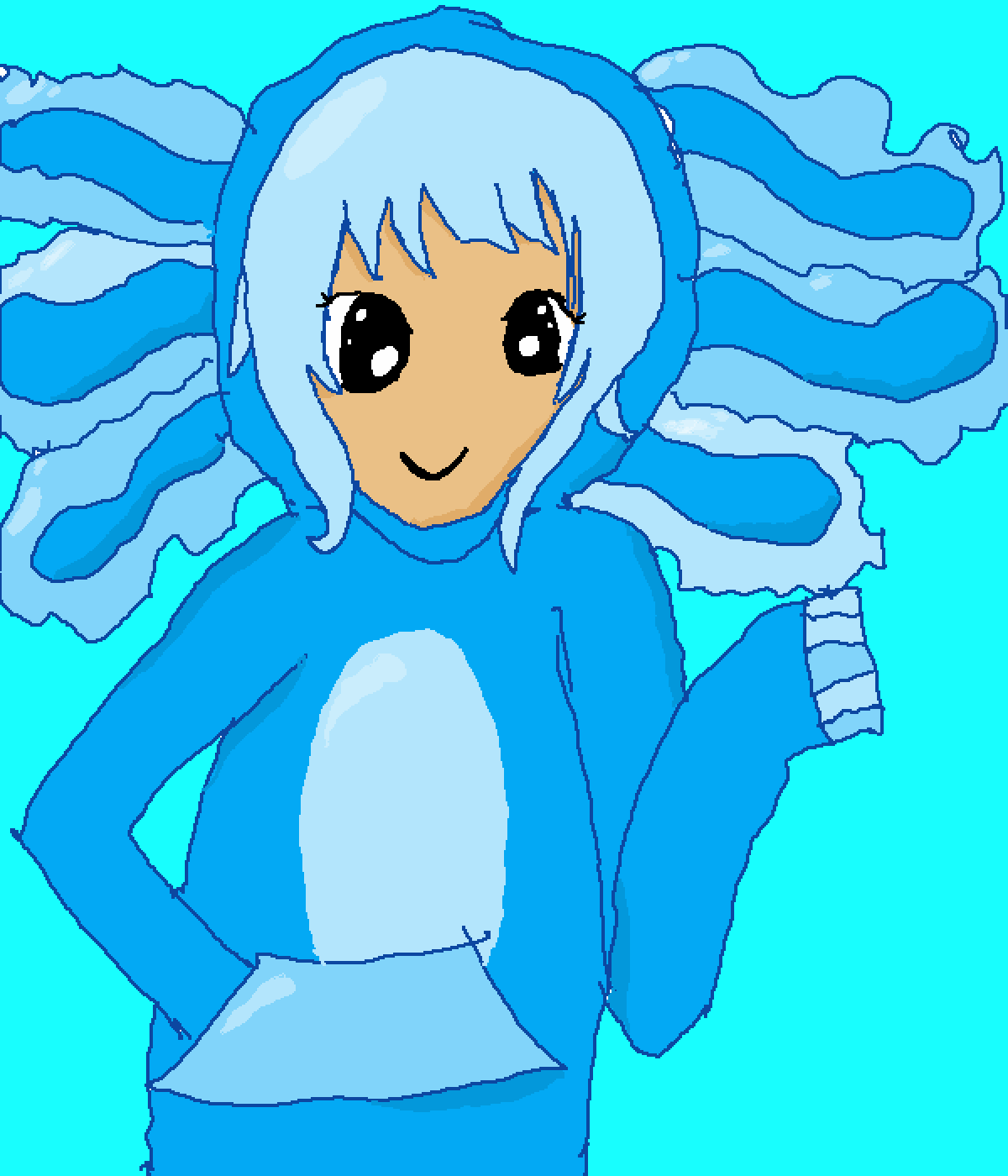 Pixilart Cute blue axolotl girl by FoxAlotlGirl42