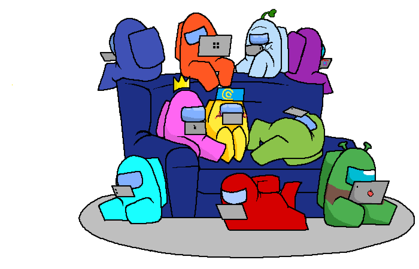 Editing among us on the couch Free online pixel art drawing tool