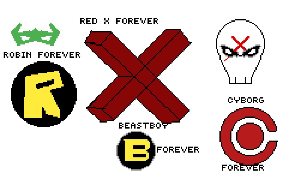 Editing red x and robin and boys Free online pixel art drawing tool