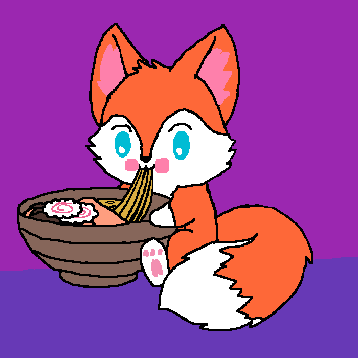 Pixilart Cute fox eating ramen by JuliaWolfyz