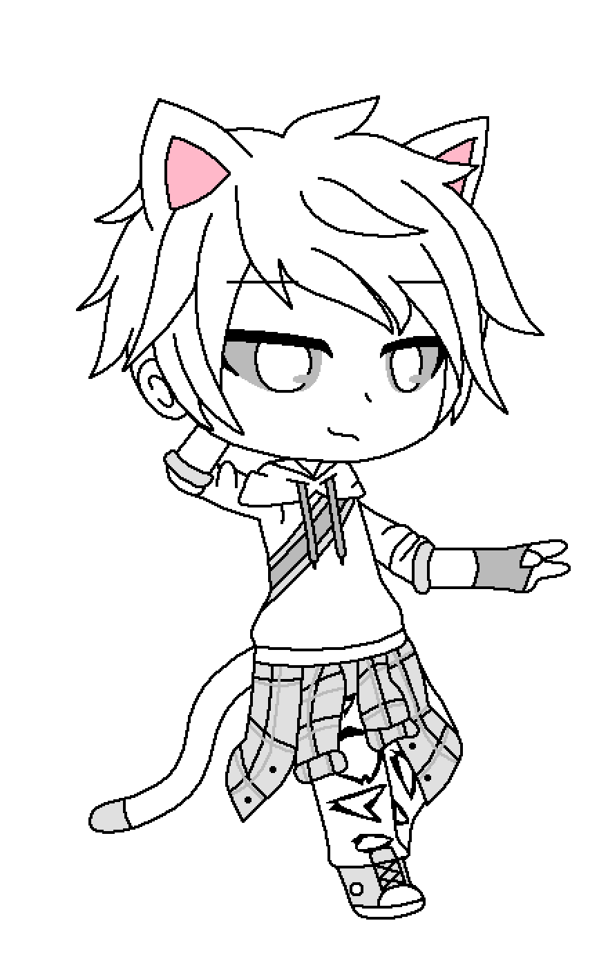 Editing Cute Gacha Cat Boy Base Free online pixel art drawing tool