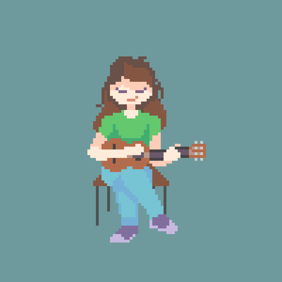 Pixilart Girl playing ukulele loop by Peppermint