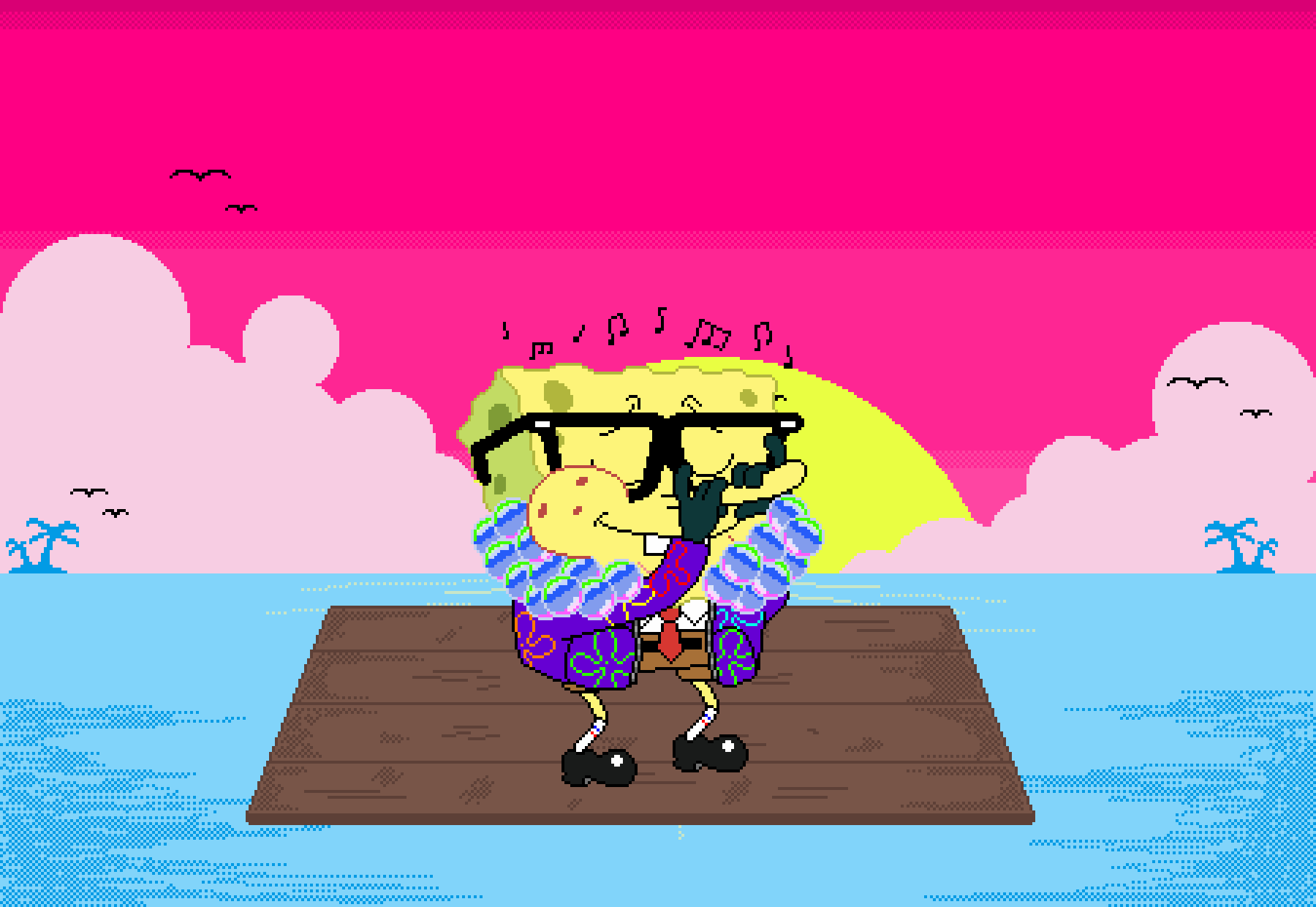 Pixilart Whistling on a Raft by SpongeDrew