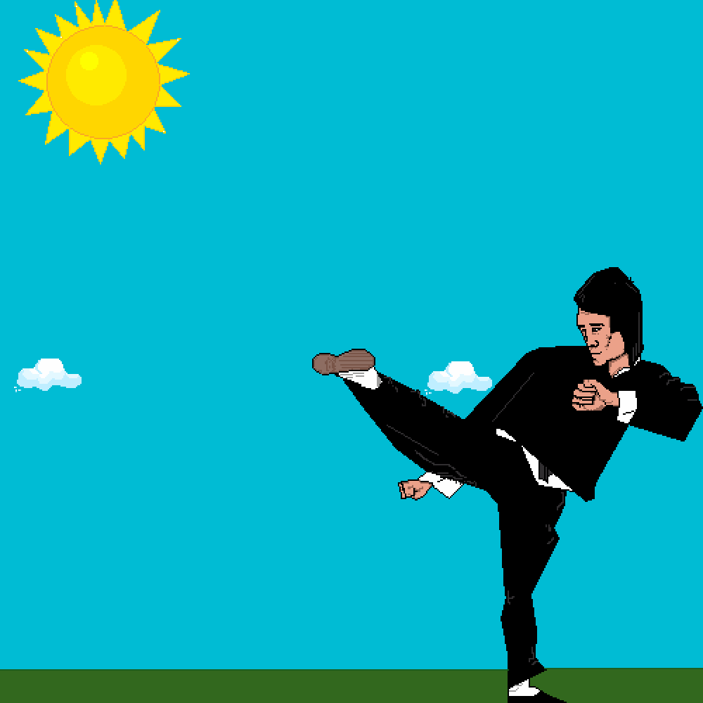 Bruce Lee Kick Gif