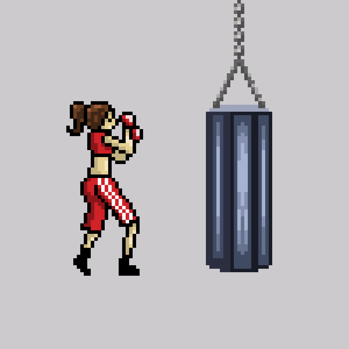 Pixilart boxer and punching bag by pudgeeart