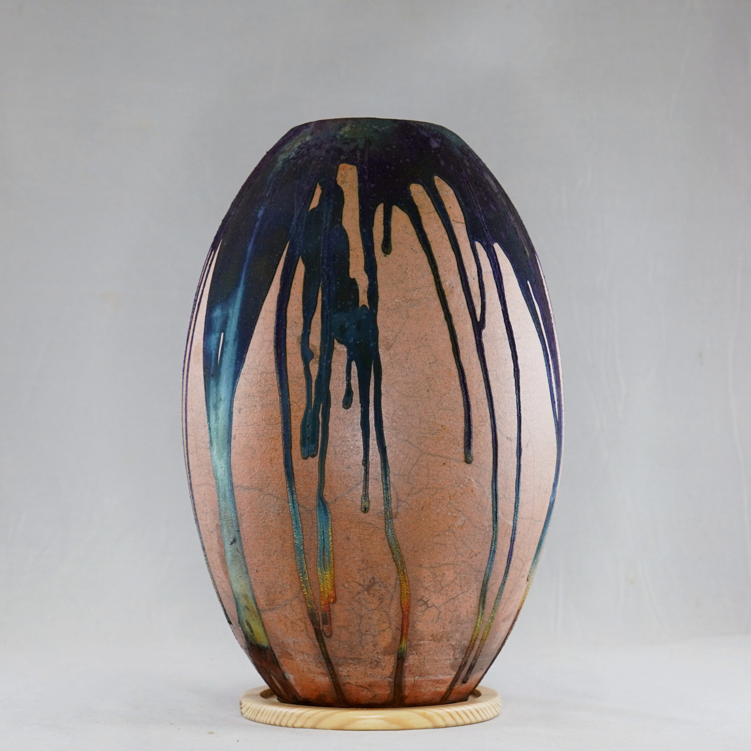 Half Copper Matte Oval Vase •