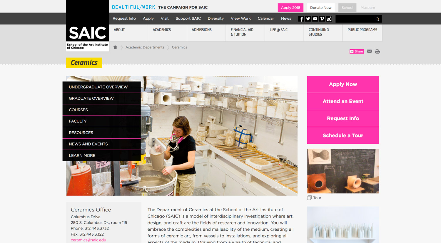 Fulltime Position in Ceramics at SAIC •