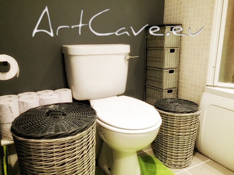 Spray painted wicker laundry baskets Art Cave