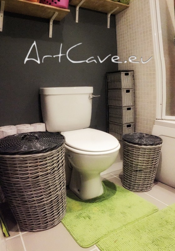 Spray painted wicker laundry baskets Art Cave