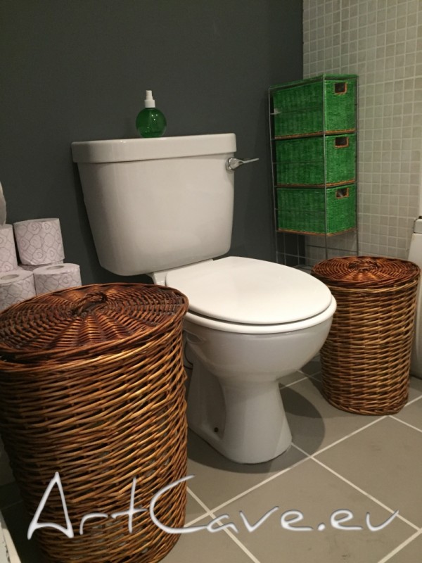 Spray painted wicker laundry baskets Art Cave