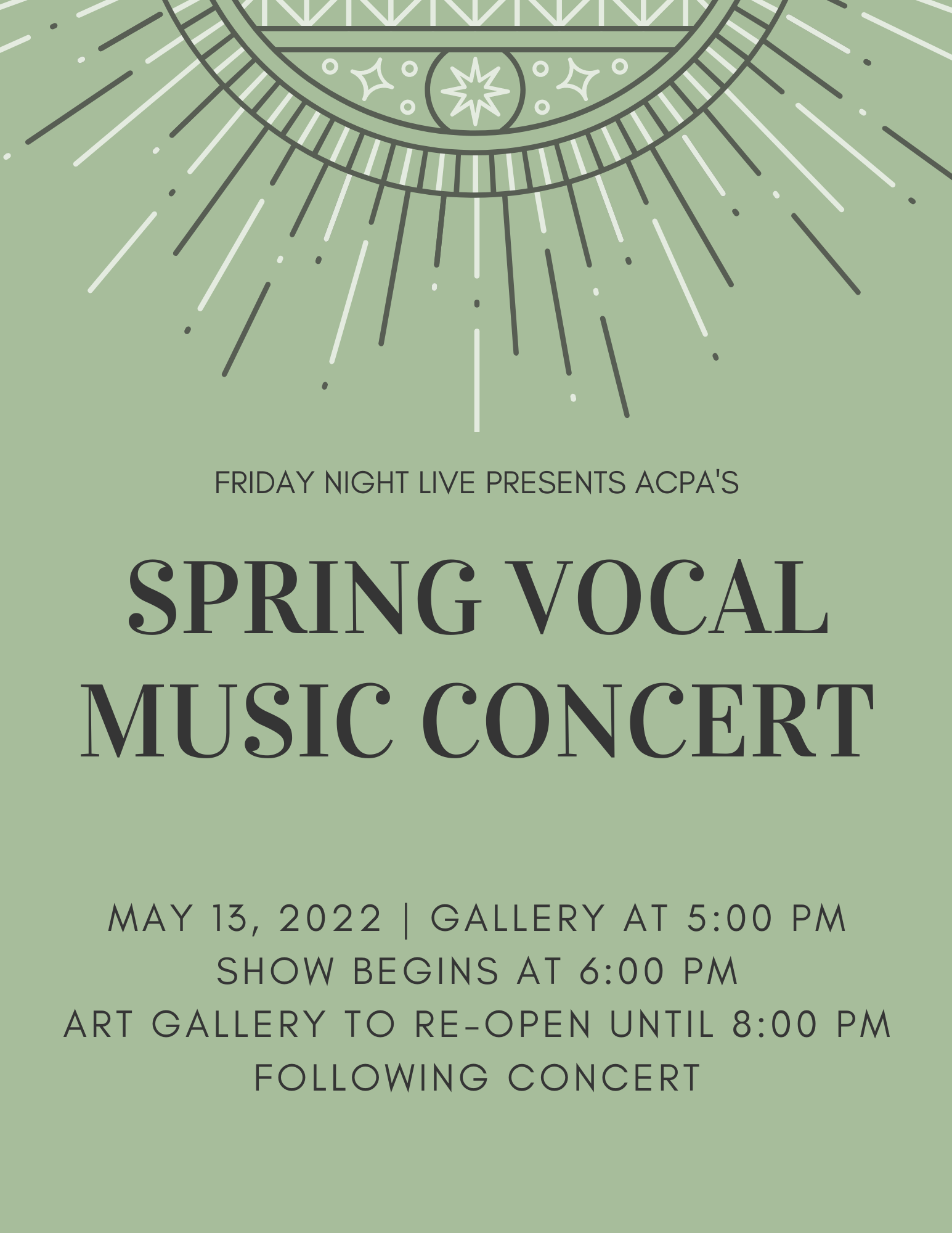 columbus state community college calendar 2023 Friday Night Live Presents ACPA's Spring Vocal Music Concert & Art