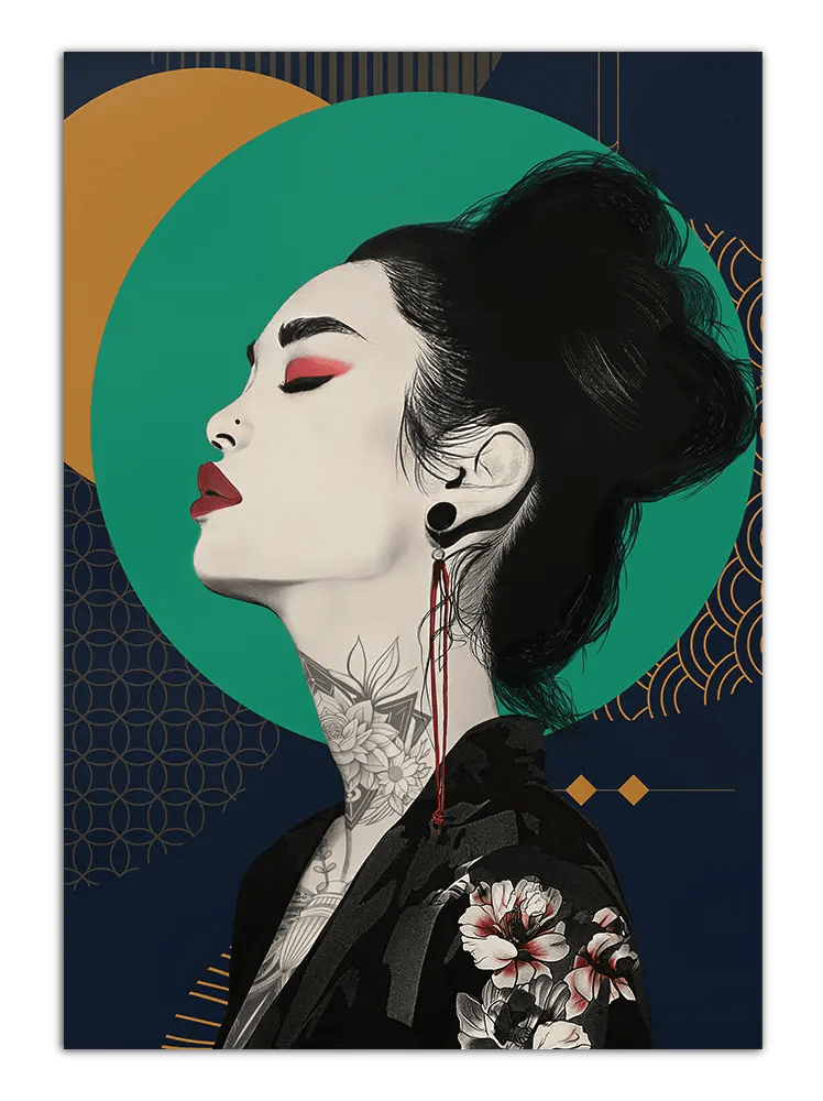 Asian Women Wander Geometric Poster Art Coolture