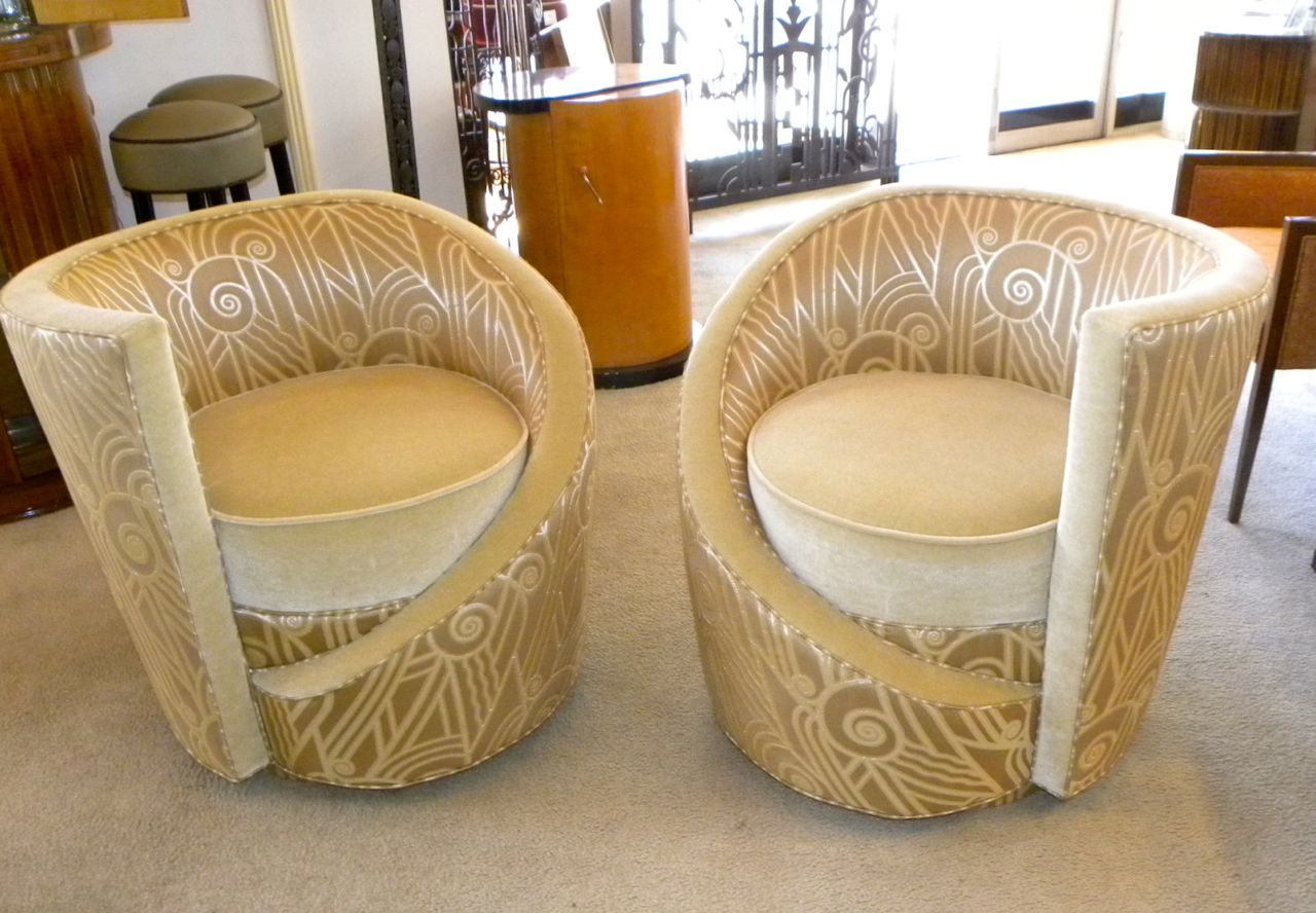Hollywood Glamour Art Deco Unique Swivel Chairs Sold Items Seating