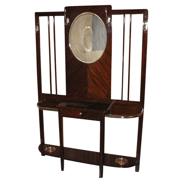 Art Deco Coat Rack with Mirror • Macassar Desks & Art Deco