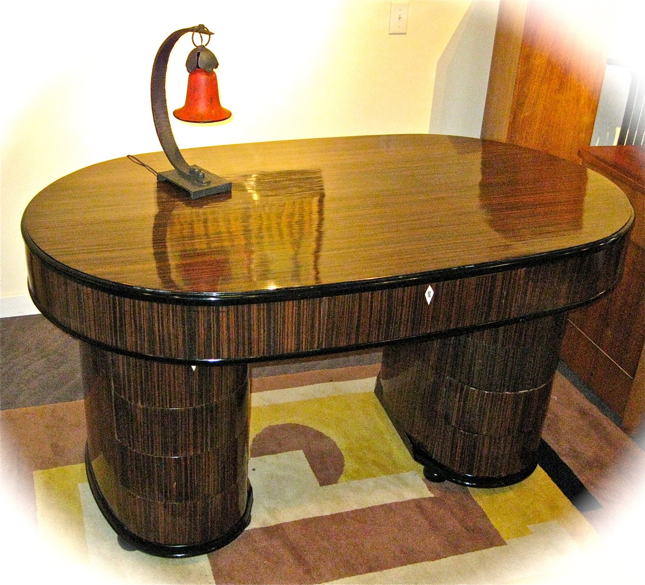 1930s Art Deco Oval Desk Macassar Sold Items Desks & Art