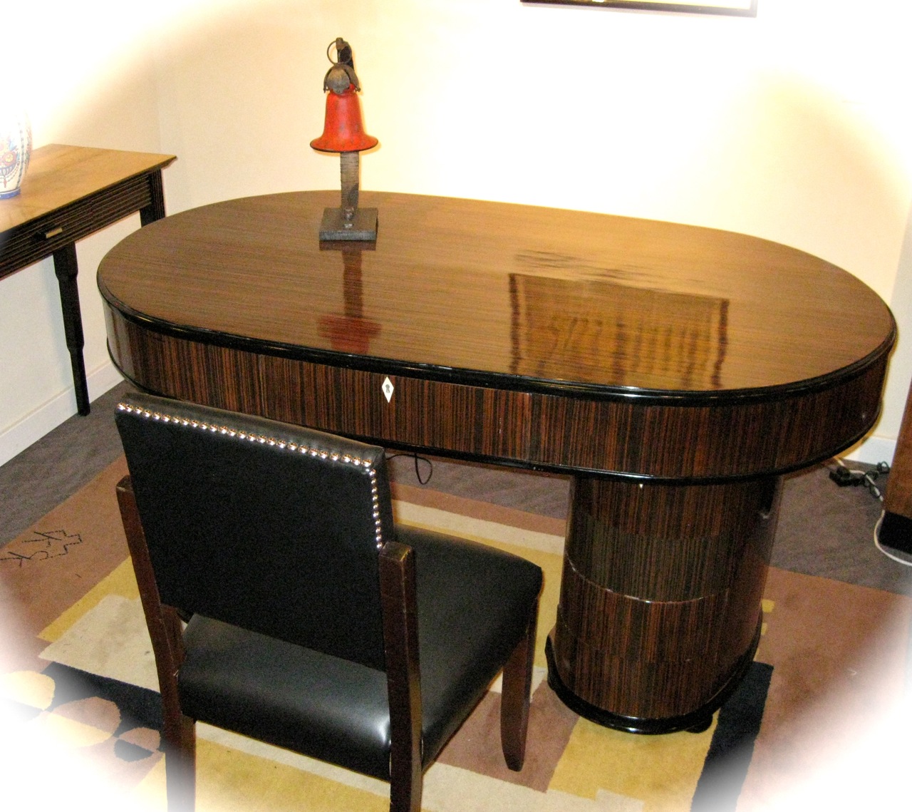 1930s Art Deco Oval Desk Macassar Sold Items Desks & Art