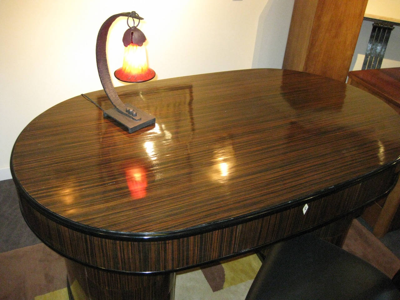 1930s Art Deco Oval Desk Macassar Sold Items Desks & Art