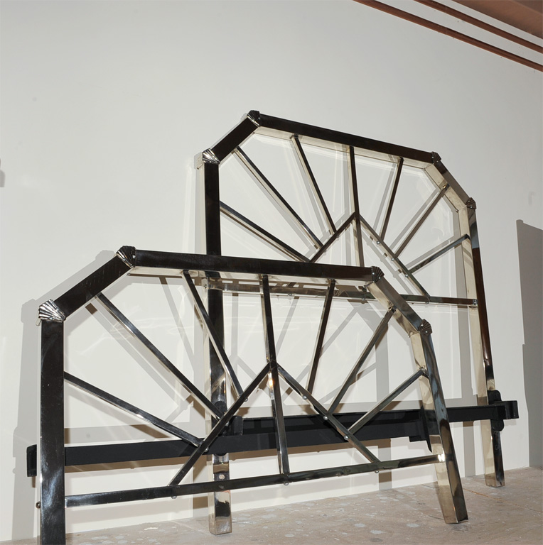 Pair of Modernist Chrome Art Deco Twin beds frames Sold Items Bedroom