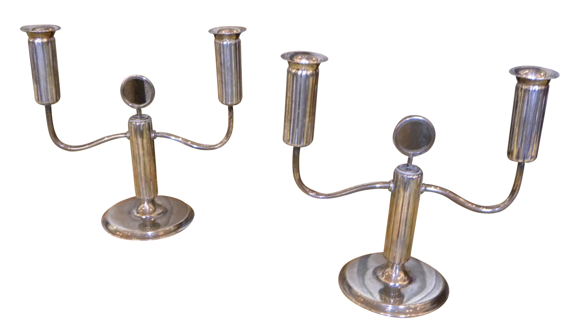 Silver fluted Art Deco Candlesticks Tableware Art Deco Collection