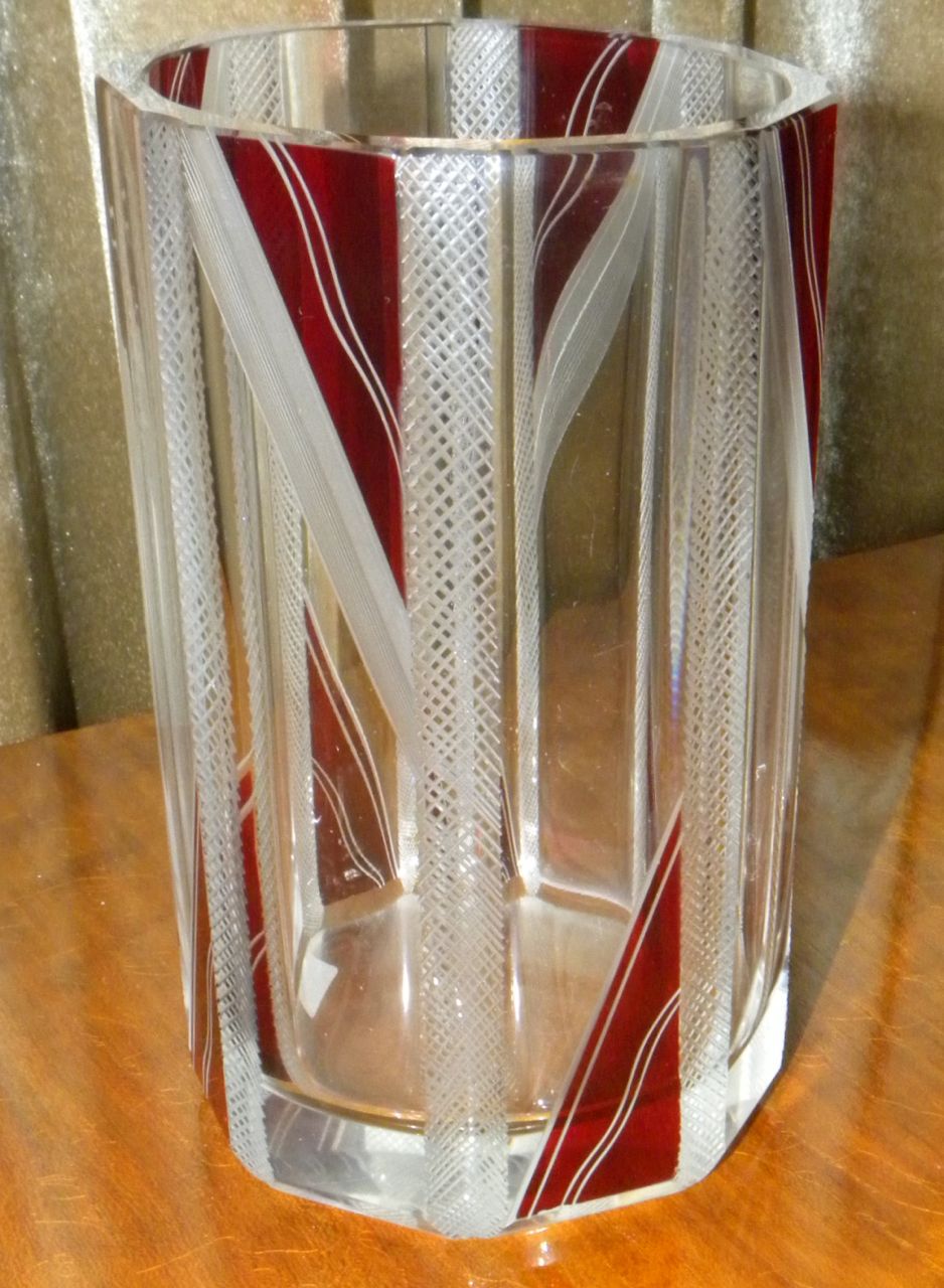 Modernist Glass crystal cut Czech Glass Vase Sold Items Glass Art