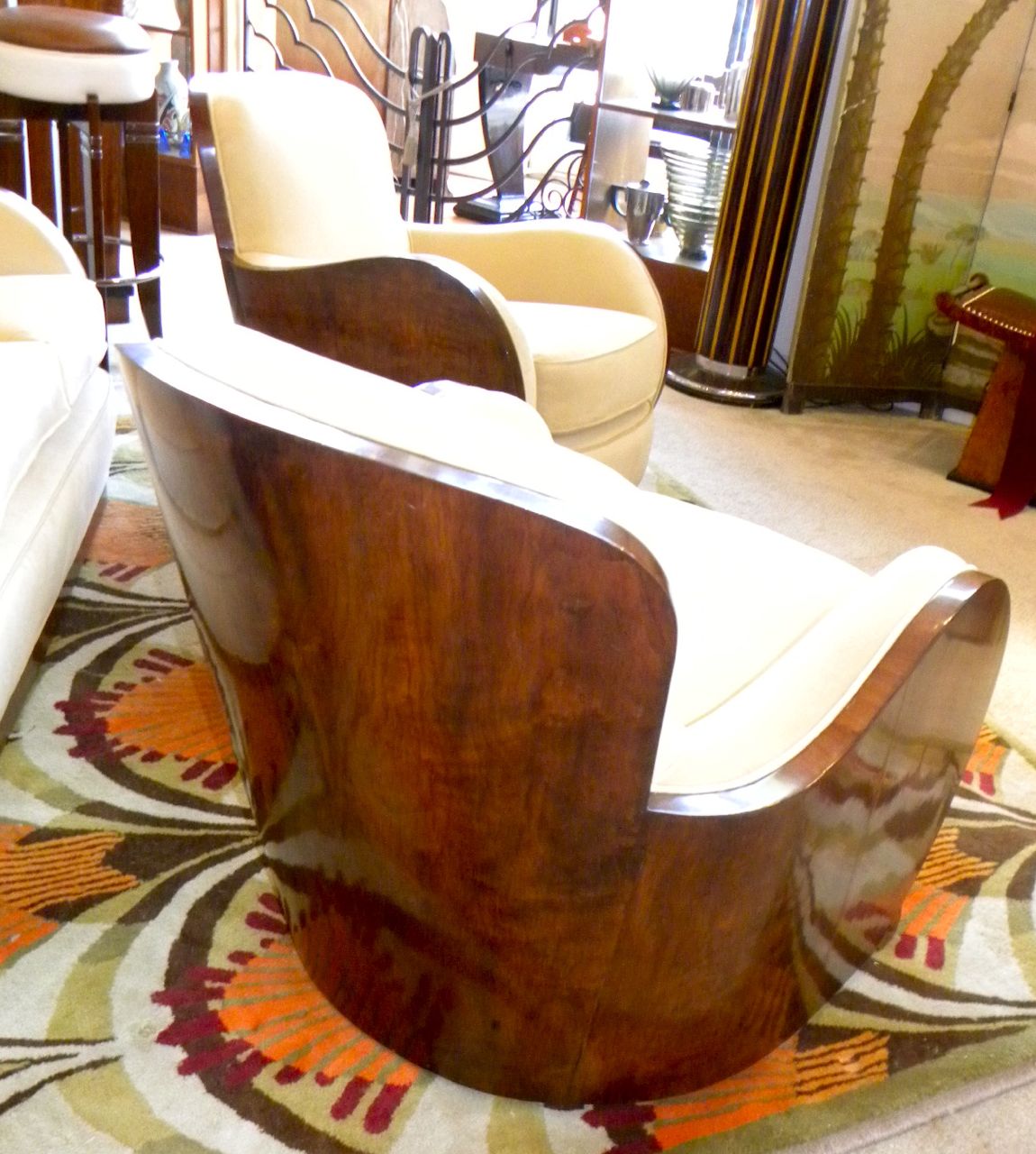 Spectacular Art Deco English Epstein Cloud Sofa Suite rare Wood Frames