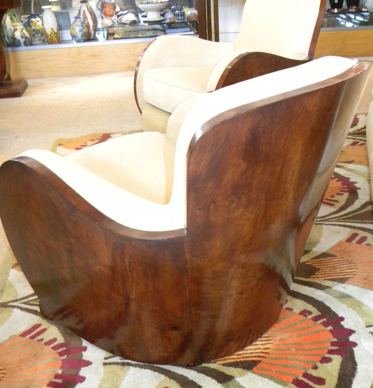 Spectacular Art Deco English Epstein Cloud Sofa Suite rare Wood Frames