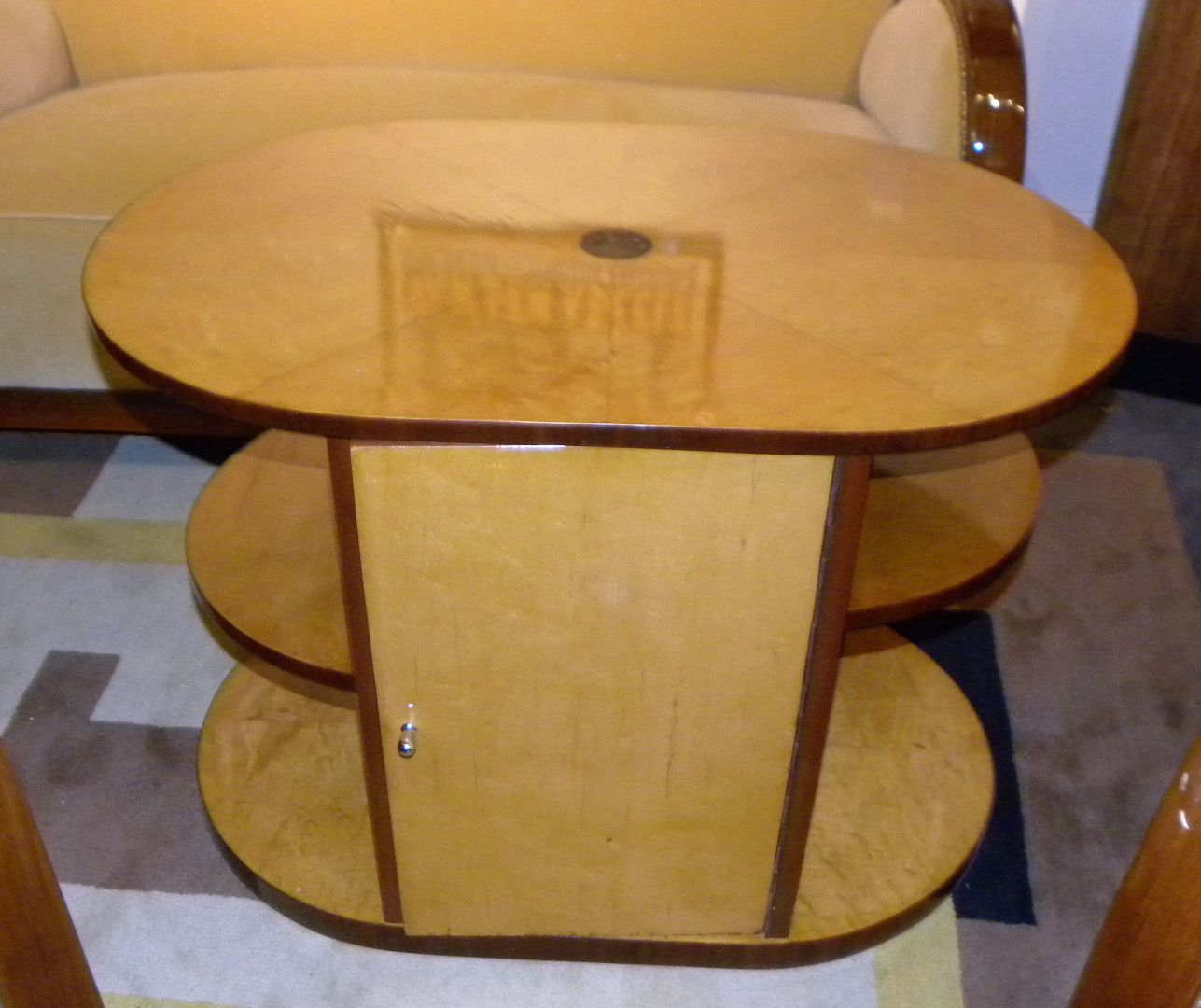 Oval Streamline Art Deco Coffee table or Minibar Bars Art Deco