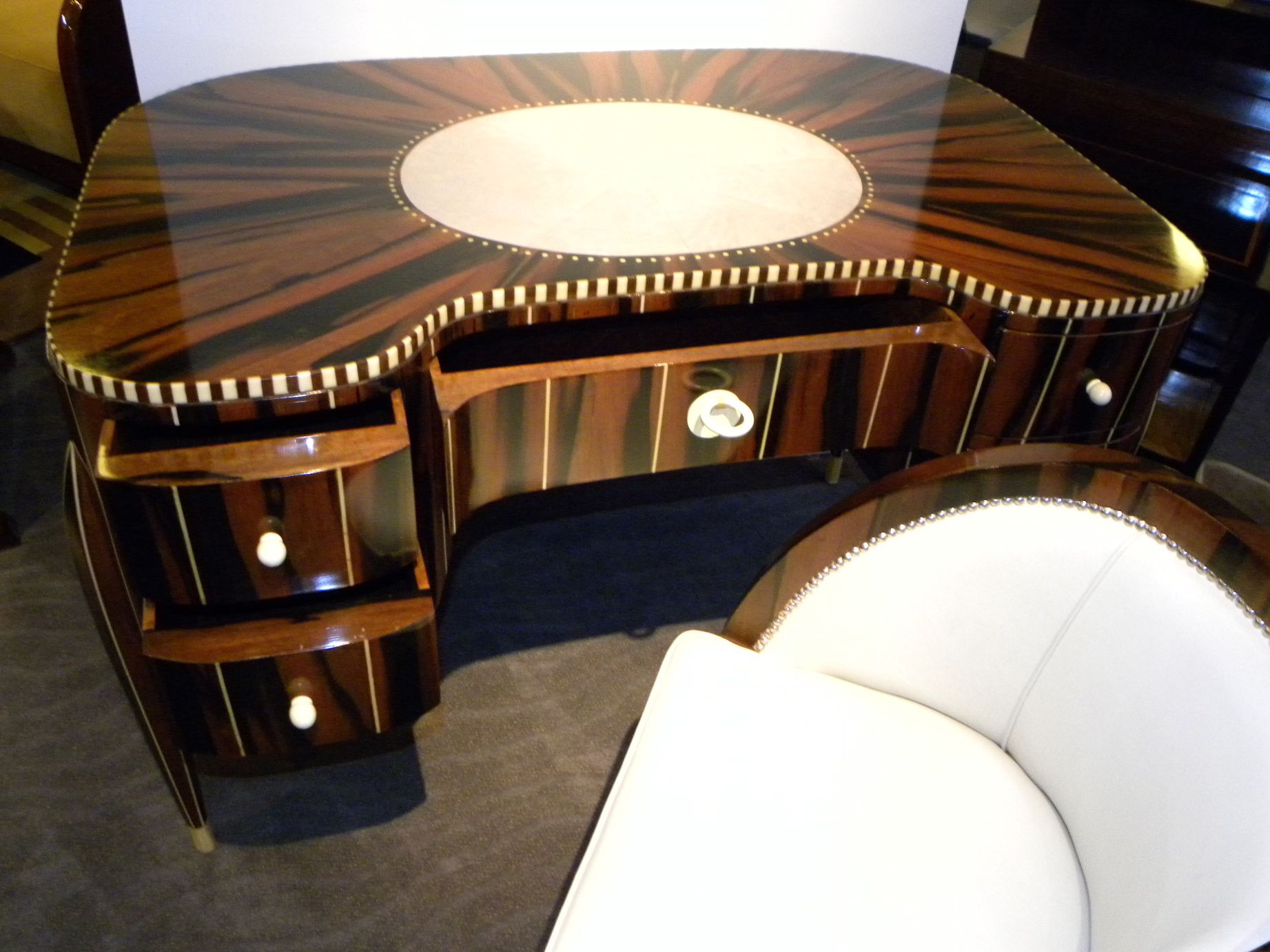 Spectacular Art Deco Desk and Chair In Style of Ruhlmann Desks