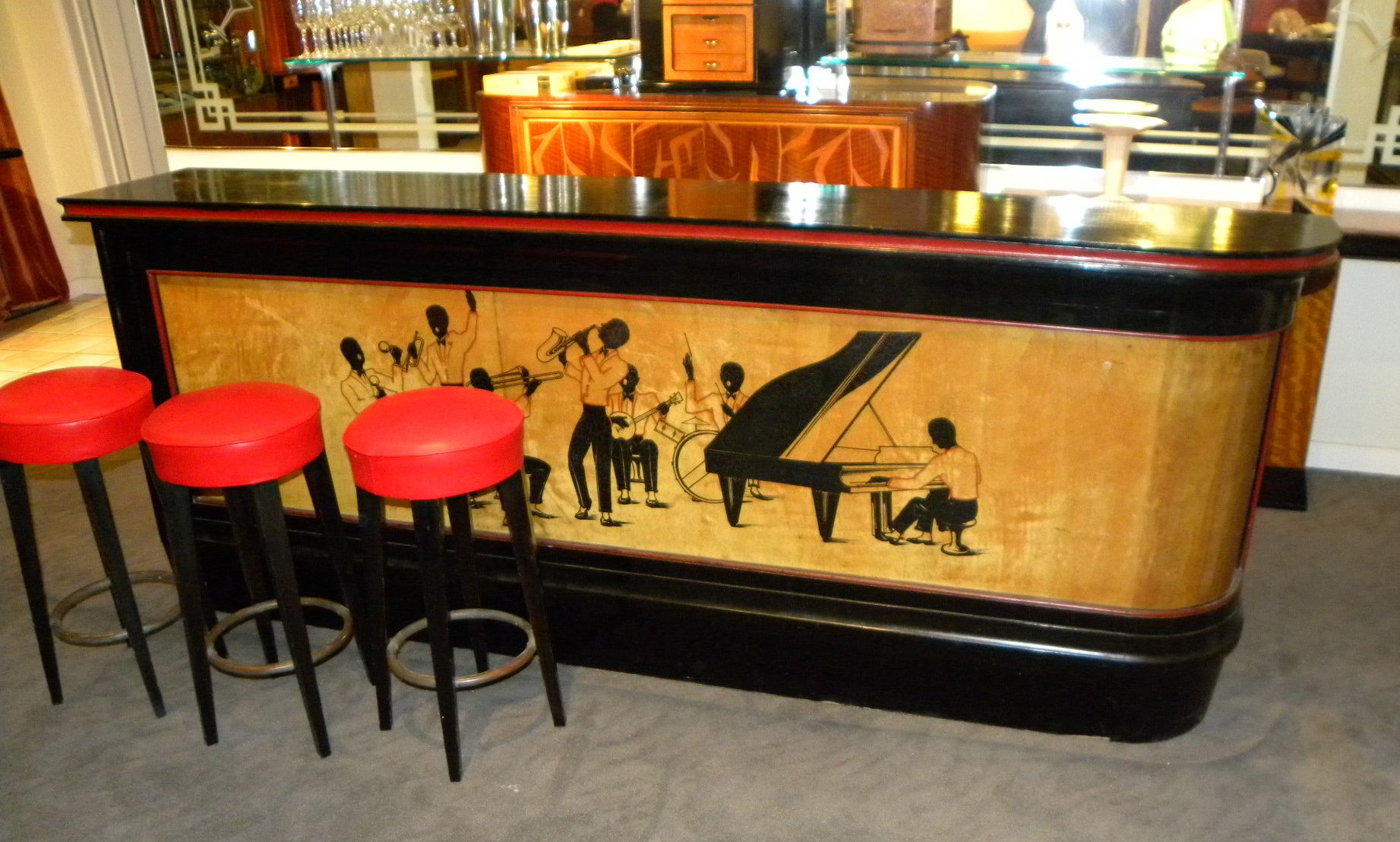 Historically significant Art Deco Bar with stylized Black Jazz
