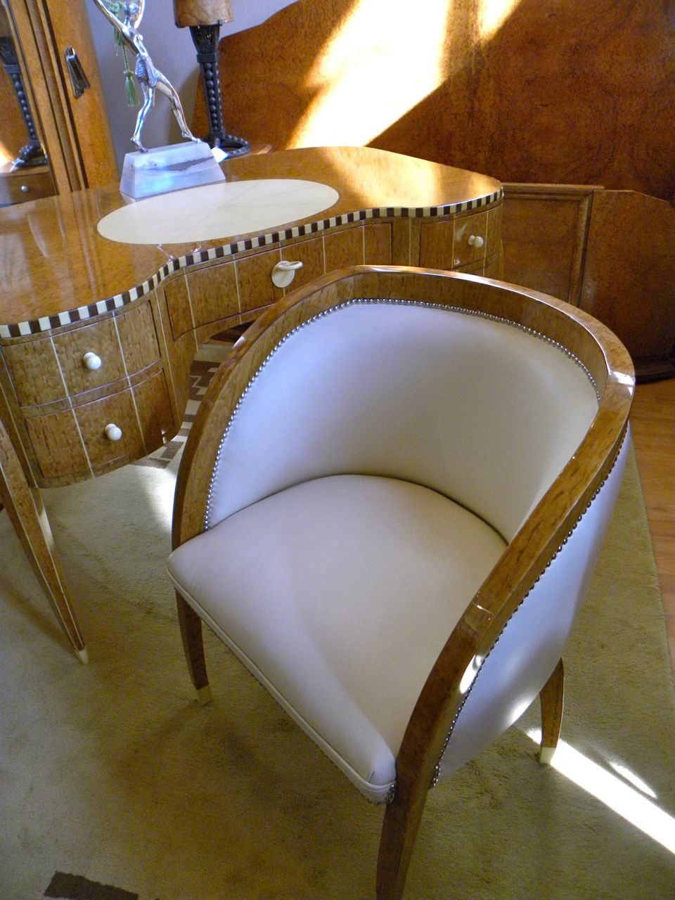 Art Deco Desk and Chair In Style of Ruhlmann Desks & Art