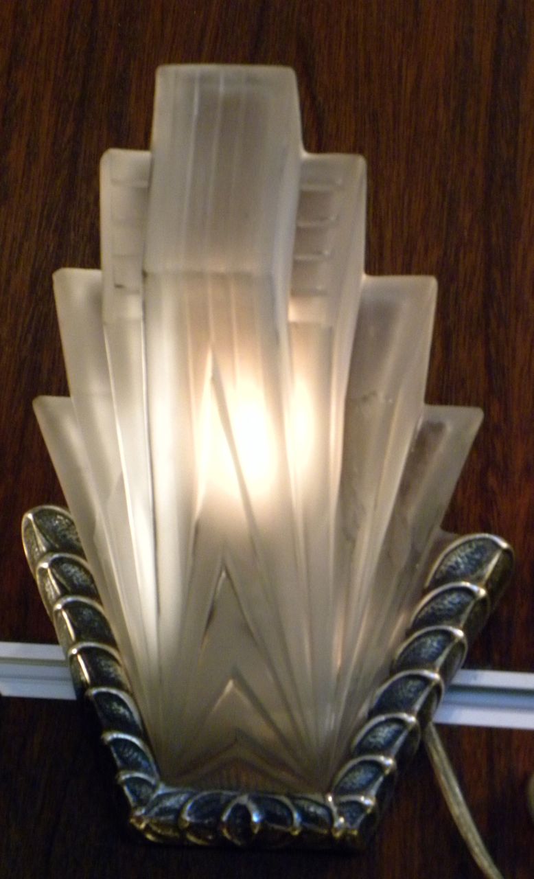 Fabulous French Art Deco Modernist Pair Glass Sconces PETITOT Sold