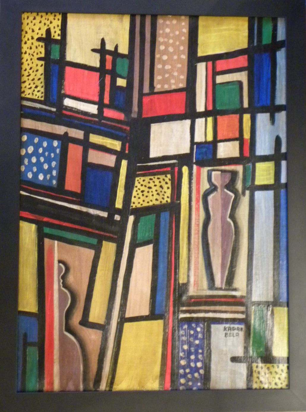 Original Béla Kádár Art Deco Constructivisim Painting, Oil on Canvas