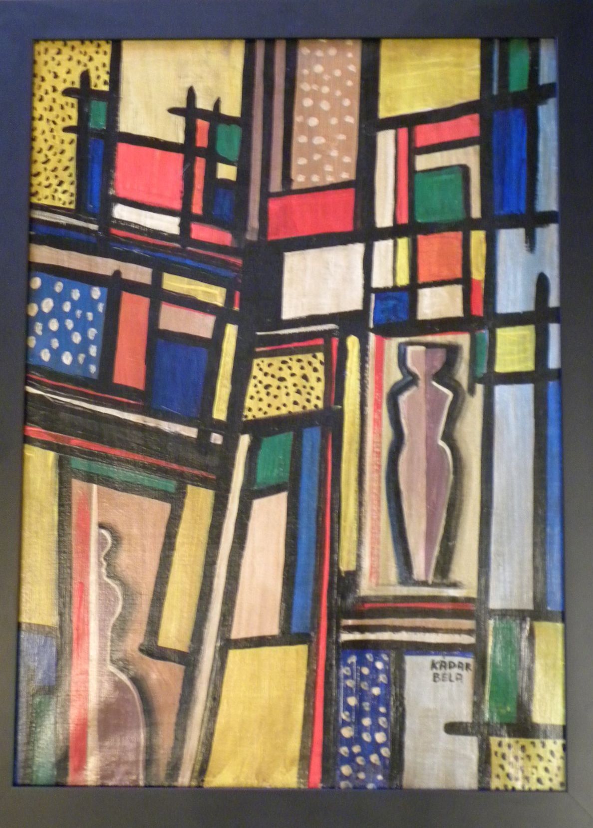 Original Béla Kádár Art Deco Constructivisim Painting, Oil on Canvas