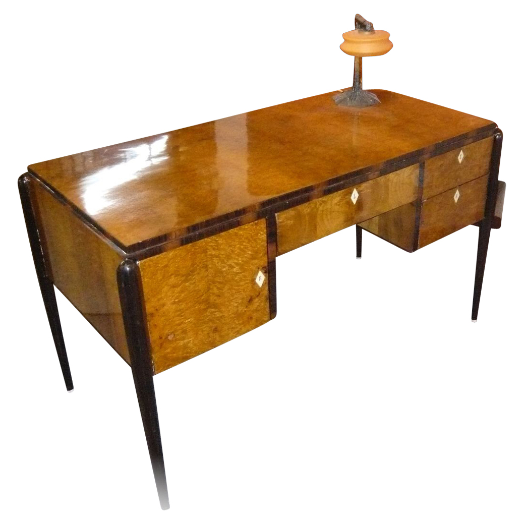 Twotone Art Deco Reception and Working Desk with ivory accents Sold