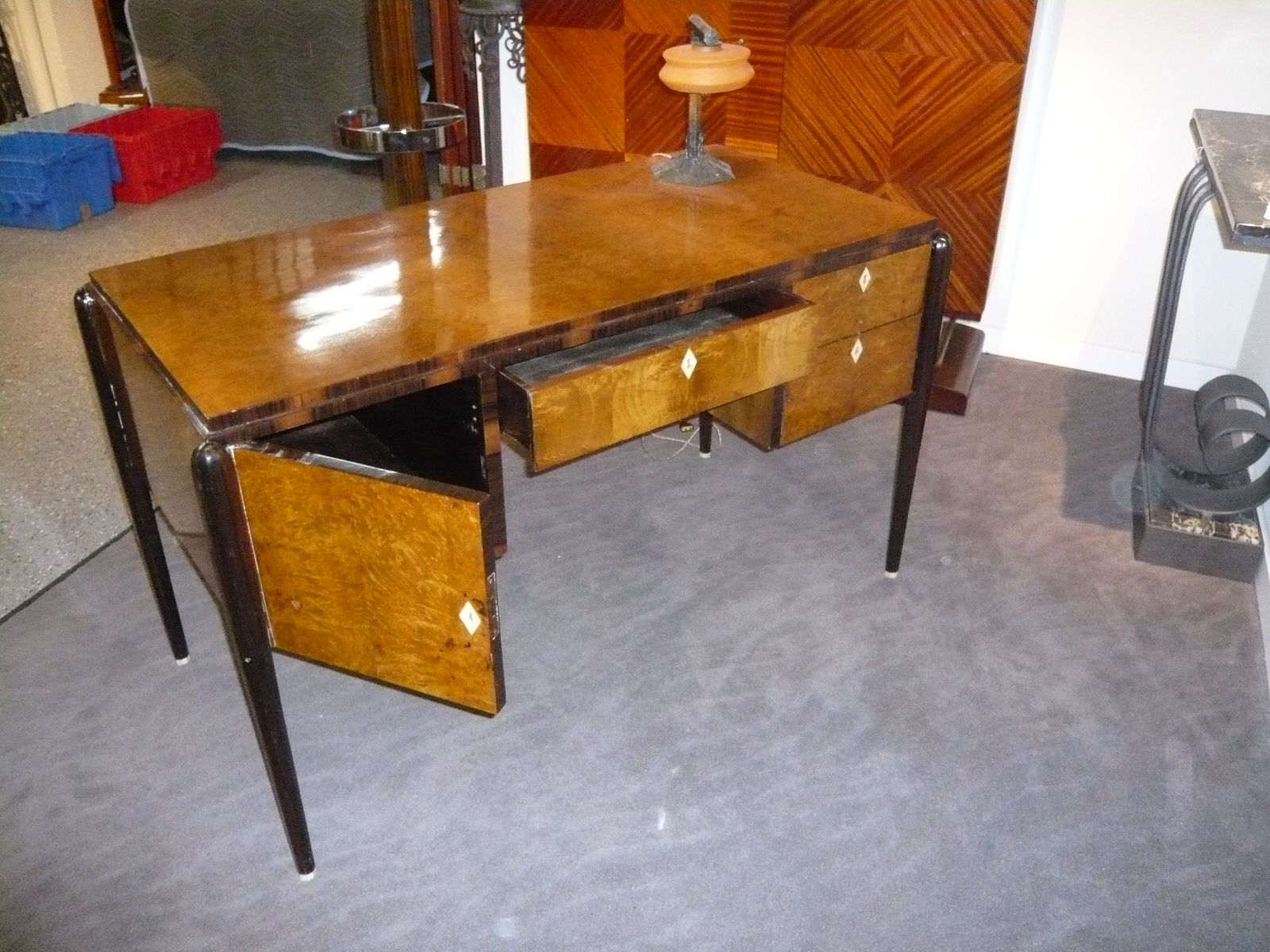 Twotone Art Deco Reception and Working Desk with ivory accents Desks & Art Deco