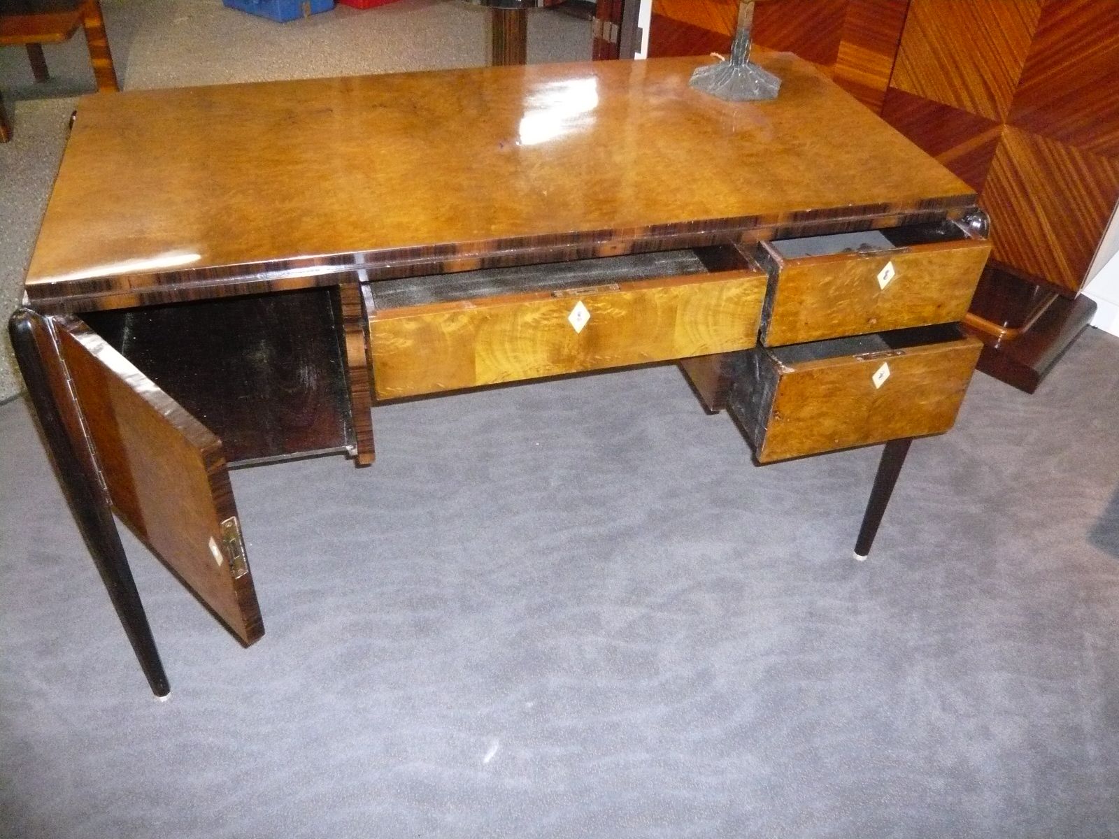 Twotone Art Deco Reception and Working Desk with ivory accents Desks & Art Deco