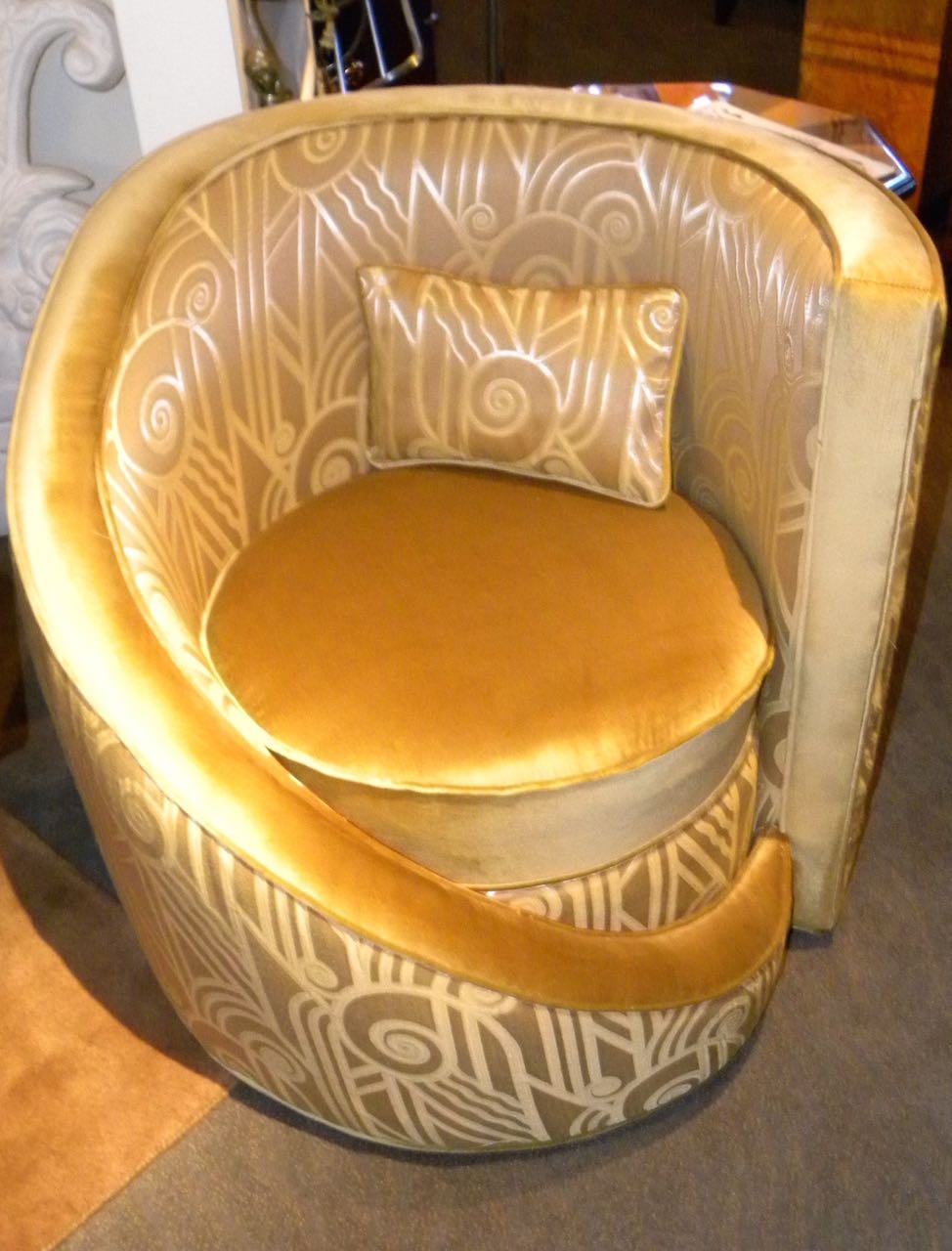 Hollywood Glamour Art Deco Unique Club Swivel Chairs Custom Seating