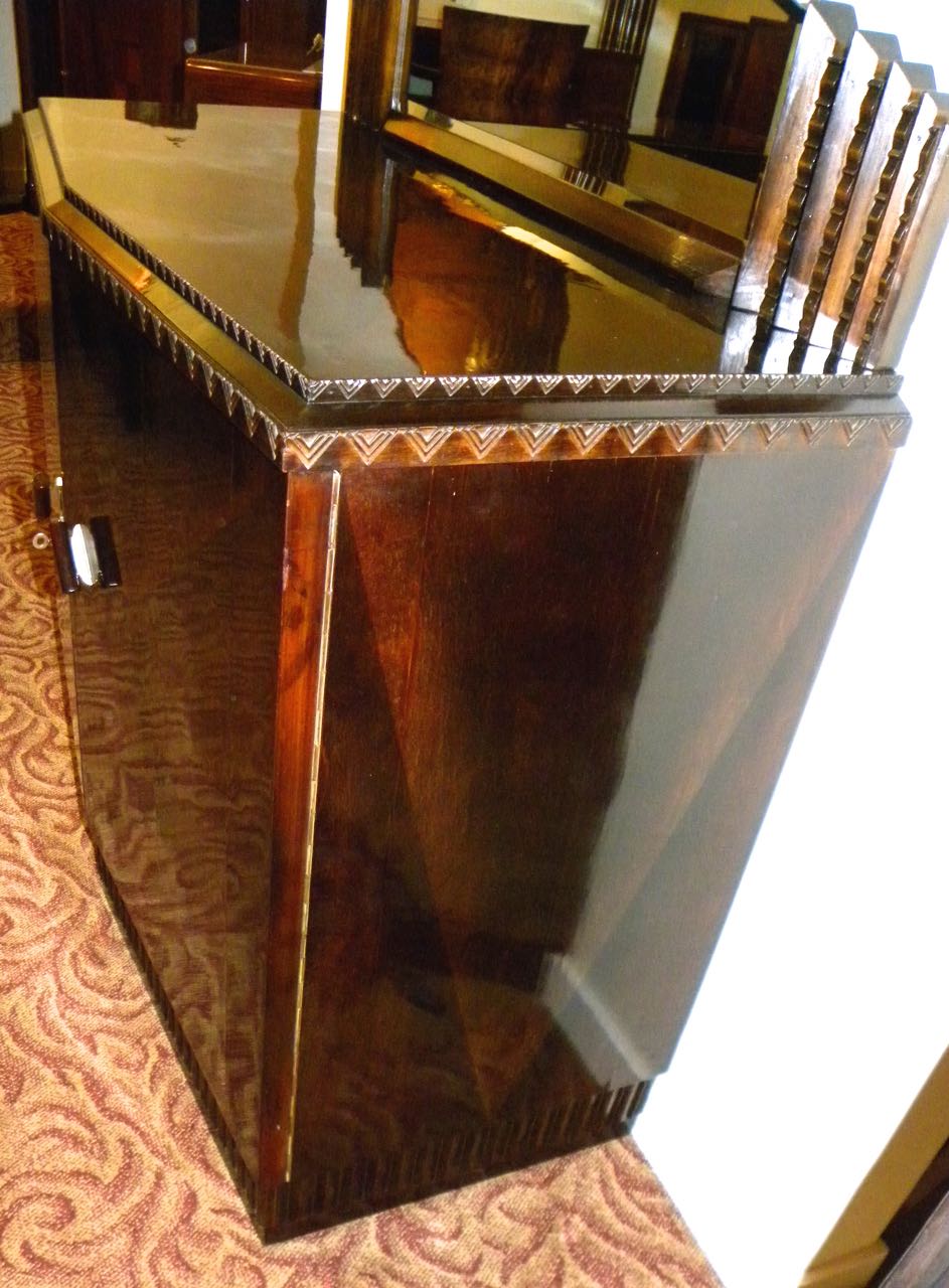 European Art Deco Lacquered Buffet with Zig Zags Dining Room Art