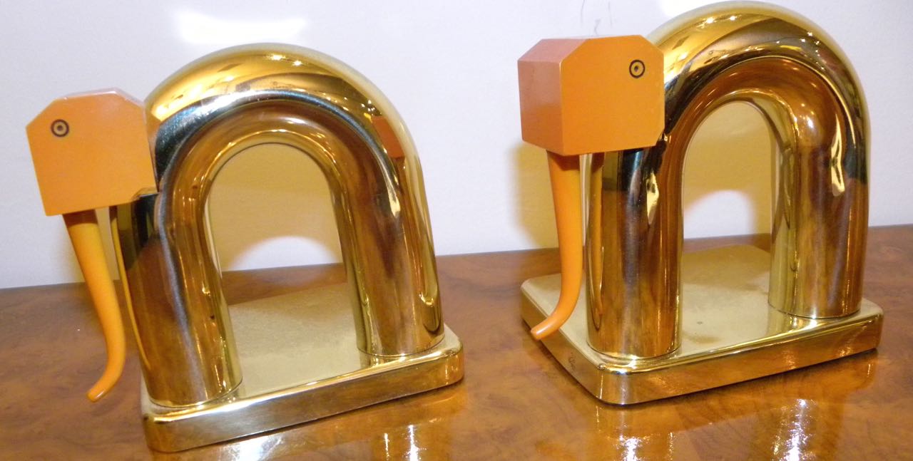 Chase Elephant Bookends by Walter Von Nessen Bookends Art Deco