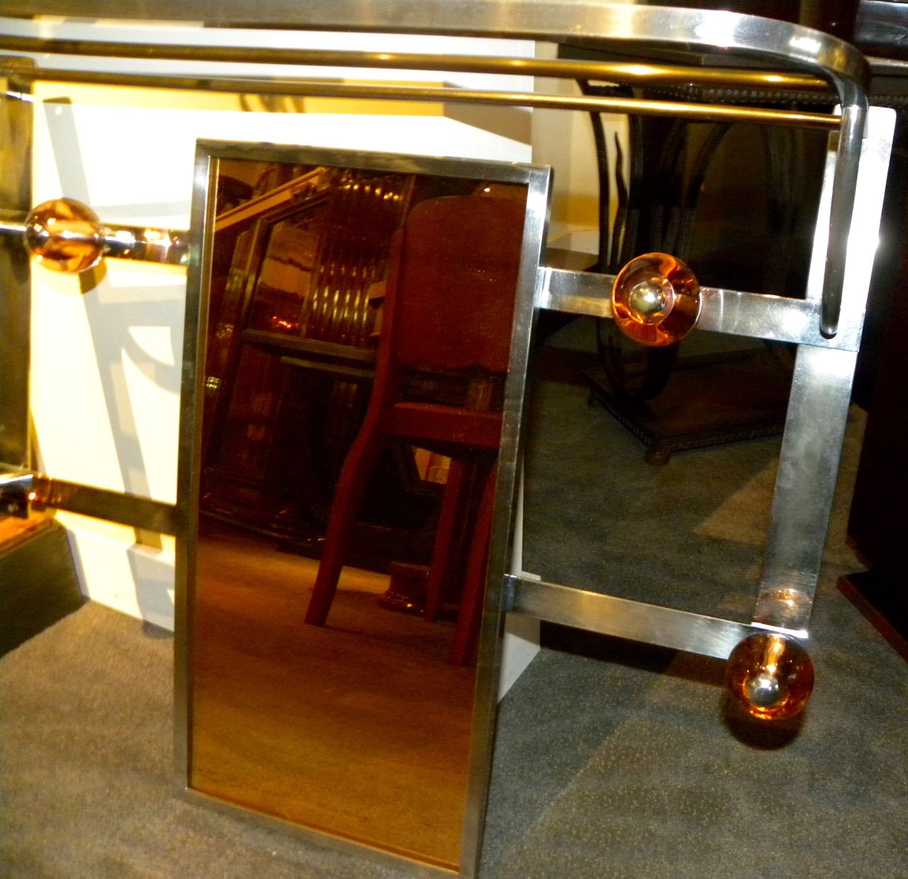 Art Deco Hall Tree with Peach Mirror and Glass Mirrors Art Deco